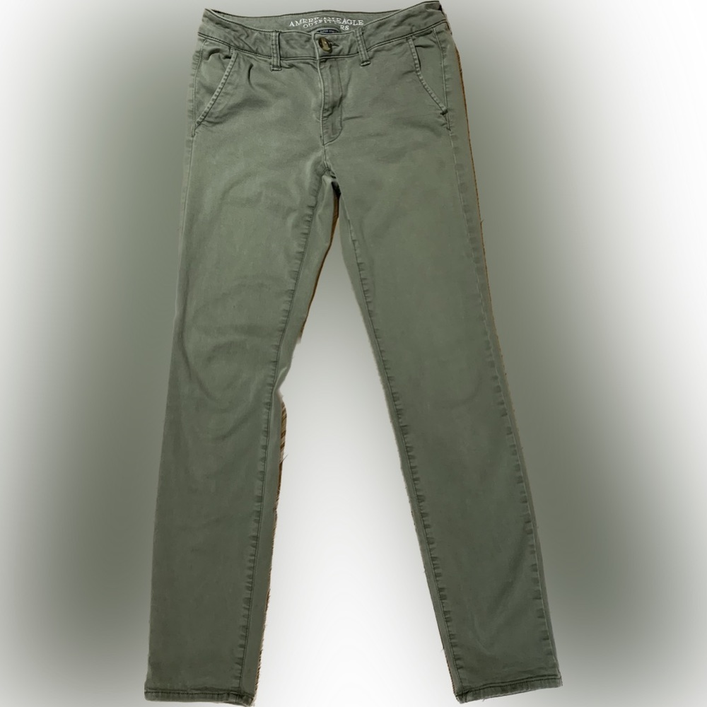 American Eagle twill skinny pants, army green, size 8 Long